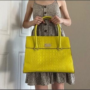 Kate Spade Yellow faux embossed Alligator tote/shoulder bag.